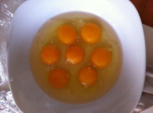 7 uova per tre