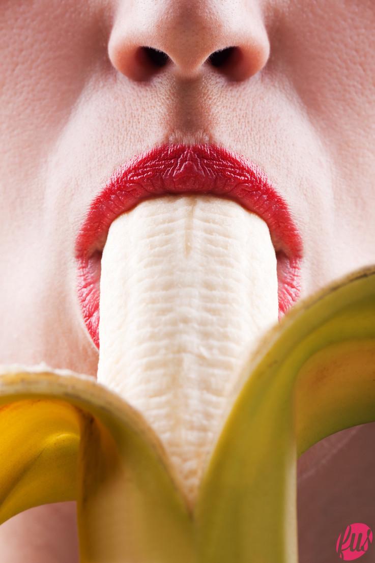 Women eating banana